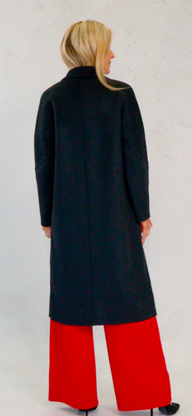 D.E.C.K BY DECOLLAGE - BLACK CURVED POCKET COAT